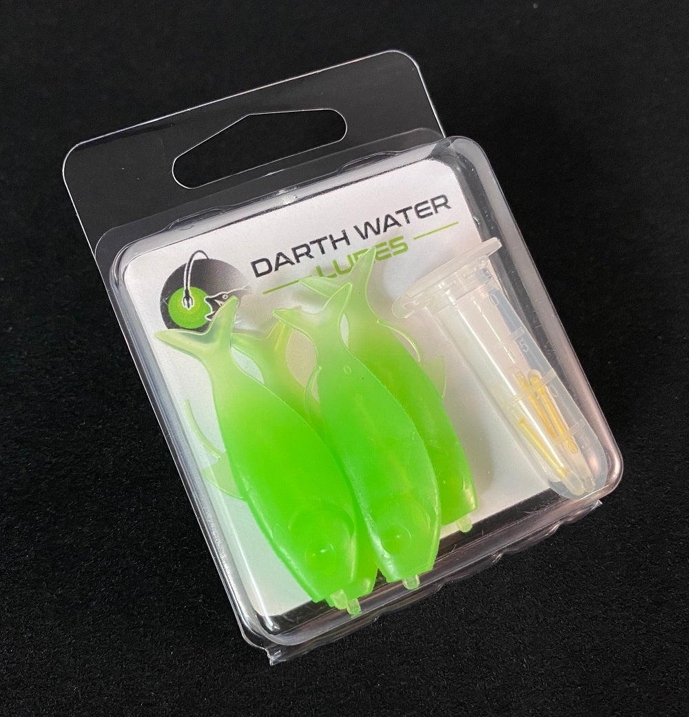 Fishing Shads 1.8” long (4 pack) - Glows in the dark, Soft plastic,  Internal scent pocket.